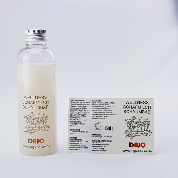 DAJO Wellness SCHAFMILCH Schaumbad, kleine Probe Geschenkflasche 95 ml